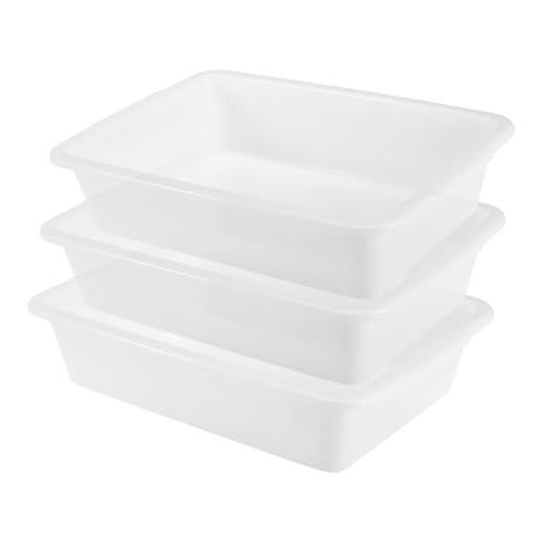 ScitoLAB 3 Pcs Polypropylene Lab Trays, 13.79 x 9.85 x 3.15 inch Rectangular Plastic Tray, Laboratory Storage Supplies