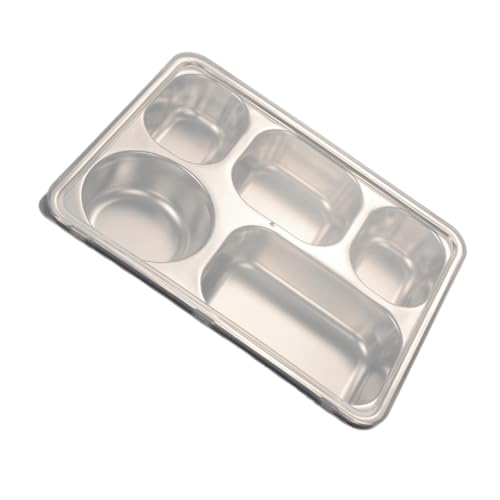 QUMIIRITY 不錆鋼製割仕切り皿 長方形仕切りトレー 学校 カフェ用スタッカブルフードプレート 再利用可能