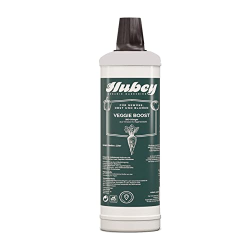 HUBEY Vinasse Bio Flüssigdünger - Tomatendünger flüssig - Organischer Gemüsedünger - Dünger für Tomaten, Gurken, Paprika, Gemüse - Veggie Boost 1 Liter