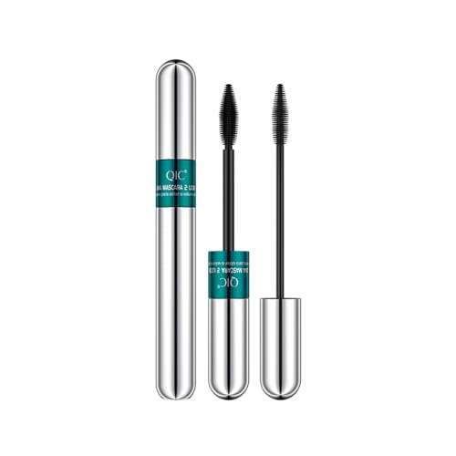 Mascara double embout en fibre de soie 4D, Mascara 2 en 1 pour un effet allongeant et épaississant naturel, Cils extra longs imperméables, Épais, Cils...