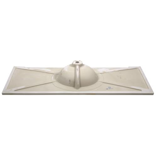 Image of Design House Cultured Marble Vanity Top, 61 in W x 22 in D, Integrated 4 in Centerset Oval Sink & Backsplash, Ivory Swirl, 597419