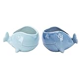 WAIT FLY Cute Fish Shape Ceramic Flower Pots Succulent Planters-Whale-2 PCS