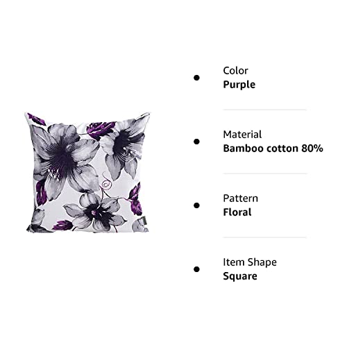 Lazamyasa Printed Rose Cover Pillows Case Soft Throw Pillow Double-Sided Digital Printing Couch Pillowcase Square 18 X 18In,Purple #TOP1