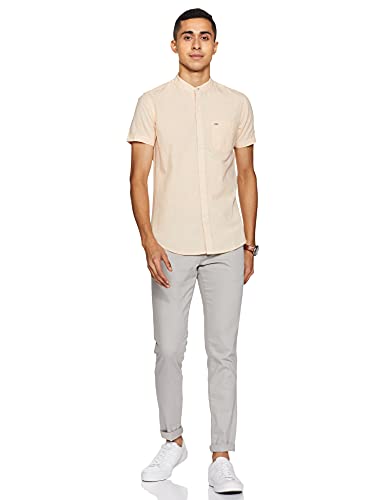Image of Easybuy Men's Slim Shirt (AU21TW13MT Peach XL)