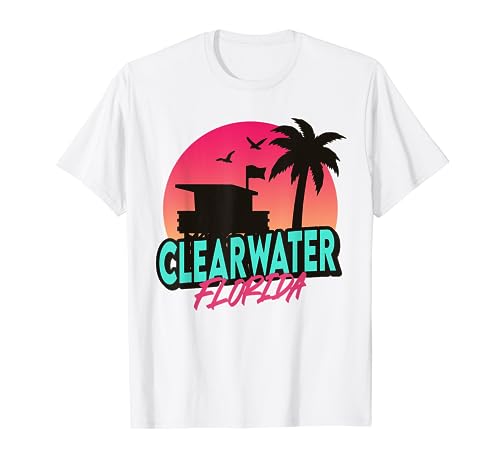 Vintage Clearwater Beach Floride Palmiers FL Rétro T-Shirt