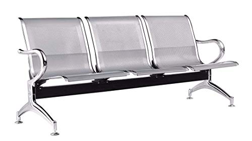 Image of Three Seater Waiting Area Chair, Waiting Chair for Hospital Clinic Reception Area School University College Garden Public Places MS Chromed Finish