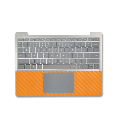 Image of MightySkins Carbon Fiber Skin Compatible with Microsoft Surface Laptop Go 3 (2023) Full Wrap Kit - Solid Orange | Protective, Durable Textured Carbon Fiber Finish | Made in The USA