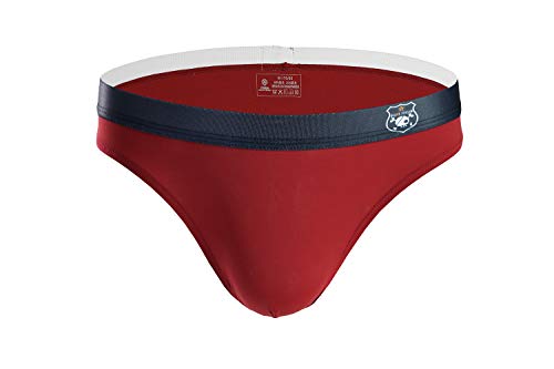BRAVE PERSON Men's Fashion Swim Briefs Smooth Nylon Fabrics Quick-Drying Underwear B1141 (XL:32'', Wine red)