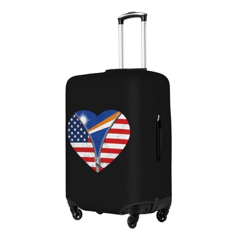 Travel Luggage Cover Heart America Flag And Marshall Islands Flag Fashion Washable Baggage Suitcase Protector Fit For Luggage Large2