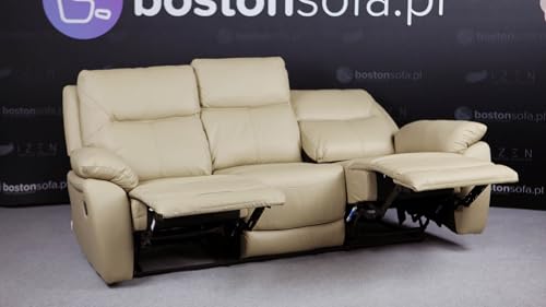 Bostonsofa Atlanta 3-Sitzer Relax-Ledersofa - mit Zero Wall Mechanismus - Komfortable Entspannung - ergonomisches Design - hochwertige Materialien für Ihr Wohnzimmer (90x212x98 cm) – Bild 4
