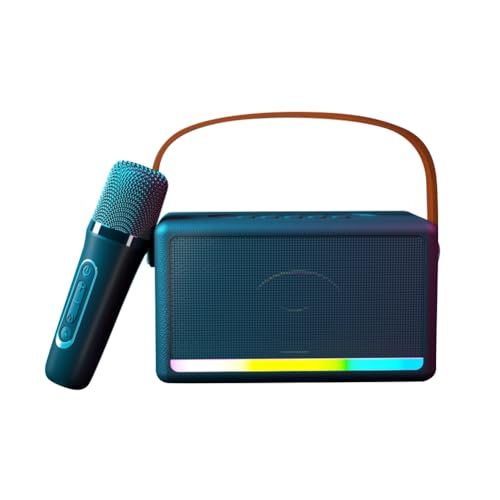 YGBWAOV Máquina de Karaoke para Niños Adultos Mini Altavoz Karaoke Bluetooth Portátil con Micrófono Inalámbrico Luz LED para Banquetes,B