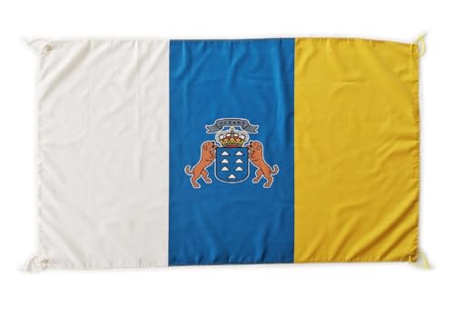 Bandera Islas Canarias Grande 150x90cm, Bandera Islas Canarias para Balcon con 4 Ojales y 4 Bridas