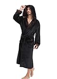 Mens Robe With Hood Mens Hooded Fleece Robe Plush Long Bath robes Cozy Warm Bathrobe Fuzzy male Spa Robe With Pockets