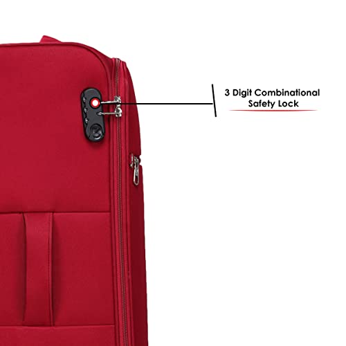 Image of Verage Paris 70 cm Soft Sided Medium Check in Suitcase Luggage Bag with Telescopic Trolley and 360 Spinner 4 Wheels (Red, 24 Inch)