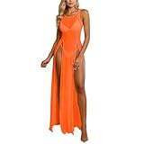 RUITOTP Copricostume Donna Mare,Donna Beachwear,Lunghi Prendisole Copricostume,Spacco Laterale Bikini Cover Up per Spiaggia,Maglia Trasparente con Apertura Alta Abito Lungo,Rete Cappotti da Spiaggia
