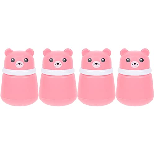 Boîte à houppette ours en lot de 4 pièces pour poudre libre et compacte voyage