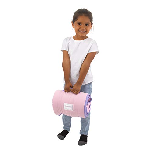 Image of Everything Kids Pink and Aqua Unicorn Toddler Nap Mat with Pillow and Blanket