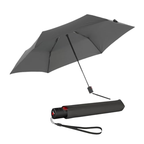 Knirps Taschenschirm Ultra U.200 Medium Duomatic – Auf-Zu-Automatik – Sturmfest – Windproof – Dark Grey