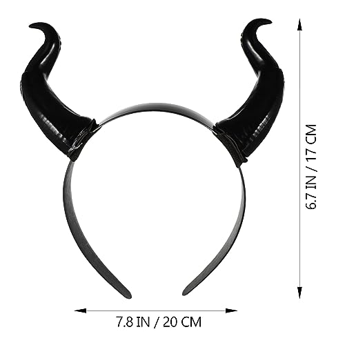 FRCOLOR Ox Horn Headband Halloween Animal Horn Headband Bull Costume Headwear Party Dress Up Favors, Black, 20x17x5cm - Image 3