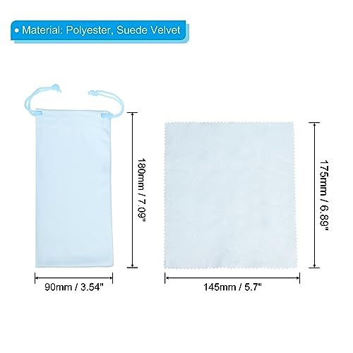 Image of PATIKIL Microfiber Glasses Bag, 6 Pack Sunglasses Pouch Eyeglass Bag Soft Sunglass Case with Eyeglasses Cleaning Cloth, Light Blue