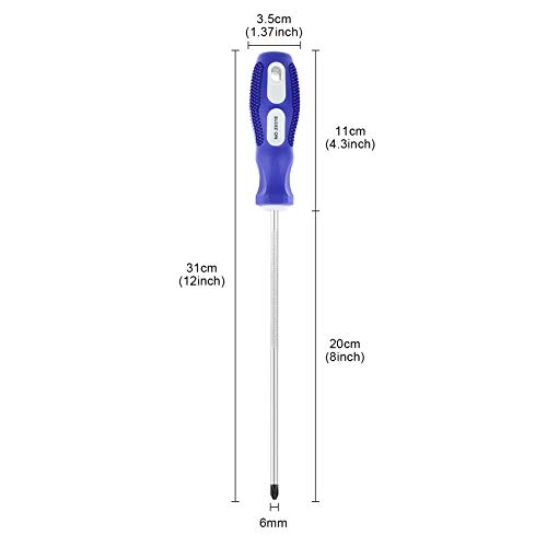 Iebuobo Slotted And Phillips Screwdriver Ph2 8" Long Cross-Head Screwdriver & Flat Blade Screwdriver, 2 Packs Magnetic Screwdriver With Rubber Handle, With Magnetizer/Demagnetizer Tool #TOP2