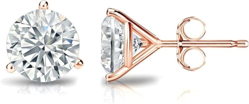 The Diamond Deal IGI Certified .50ct to 5.00 Carat Round Brilliant Lab-Grown Diamond 3-Prong Stud Earrings in 14k Yellow, White or Rose Gold With Push Back Closure2