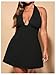 Floerns Women's Plus Size Deep V Neck Halter Dress Tie Back Sleeveless Mini Dresses Black X-Large Plus