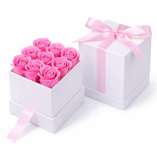 Florose Soap Flower Gift Box with 9 Roses, Artificial Rose Gift for Women, Romantic Gifts for Women, Mom, Wife, Girlfriend, Her Birthday, Valentine’s Day