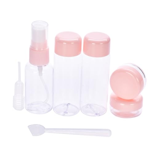 SHERCHPRY 7 Piezas Botellas de Viaje Rellenables para Lociones Champú y Crema Kit de Cosméticos Rosa para Camping y
