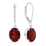 Amazon Essentials Yellow 14K Gold Oval May Created Emerald Dangle Earrings for Women, Created Emerald 8x10mm Leverback Earrings - Hypoallergenic, Nickel-Free, Elegant Gift for All Occasions