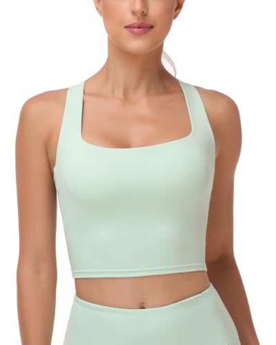 Image of romansong Strappy Yoga Sports Bras for Women Padded Criss-Cross Back Tank Tops