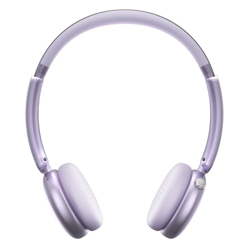 LORELEI Q60 Wireless Bluetooth On-Ear Headphones Lightweight ，Built-in Micphone, 40 Hours Up Battery Life, Bass Mode, Memory Earmuffs (Purple)