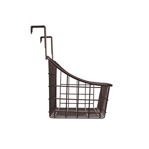 Spectrum Small Hanging Over Cabinet Door Kitchen Storage Organizer Basket Bronze Wire Basket for Cleaning Supplies Washcloths Hand Towels, Bath Cabinet Hanging Basket Fits Doors Up To 0.75 Inch Thick