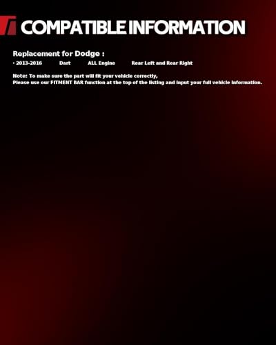 Image of Torchbeam Rear Brake Calipers Set for Dodge 2013-2016 Dart, Rear Left and Rear Right Calipers Replace # 18B5424+18B5425