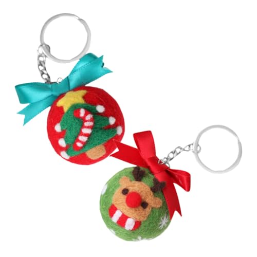 Healvian Kit DIY de Fieltro de Lana con Diseño Navideño de y Árbol Accesorios para Bolsos y Mochilas Encantos de Peluche para Llaves y Decoración Festiva