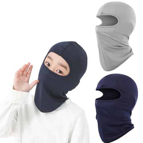 LEXICANMHS 2 Piezas Pasamontañas para niños de Verano,Fresco a Prueba de Viento,Gorro de Ciclismo Debajo del Casco,pasamontañas Fino para Bicicleta,máscara de tormenta UV para niños y niñas