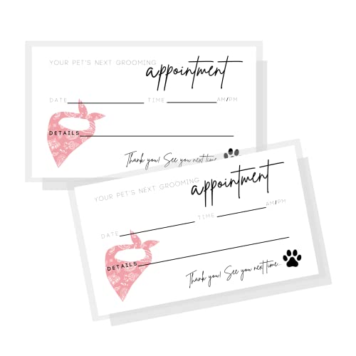 Boutique Marketing LLC Pet Grooming Appointment Reminder Cards | Physical Printed 2x3.5” inches Business Card Size Grooming Report Card & Grooming Loyalty | Red Bandana Design