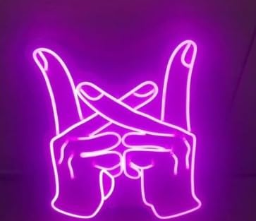 SG Print Finger Neon Sign LED Neon Light Signs for Club Pub Wall Art Birthday Gifts for Women(24x18) Purple-image-24
