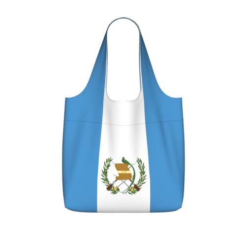 CNTDBU Bolsa de compras plegable con bandera de Guatemala, ligera, reutilizable, plegable, para comestibles, mochila de viaje de 25 litros con cordón para el trabajo y el gimnasio