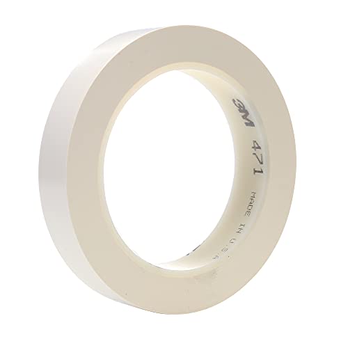 Image of 3M Vinyl Tape 471, 1 /2 in x 300 yd, White, 16 Rolls, 3 inch Core, White Floor Tape, Paint Alternative for Floor Marking, Social Distancing, Color Coding, Safety Marking