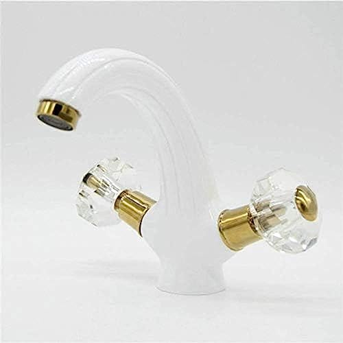 Robinet de lavabo blanc double main avec contrôle précis du débit d'eau - 4
