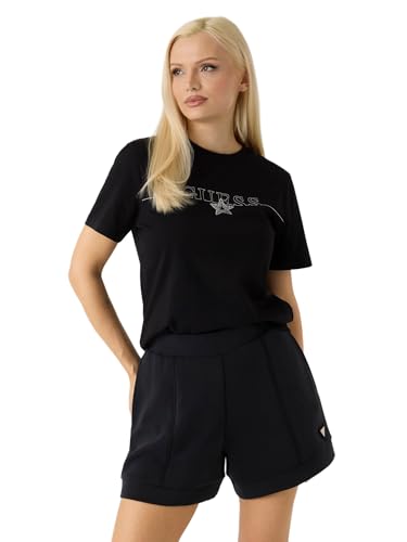 Image of GUESS Rhinestones Logo t-Shirt, Black, M