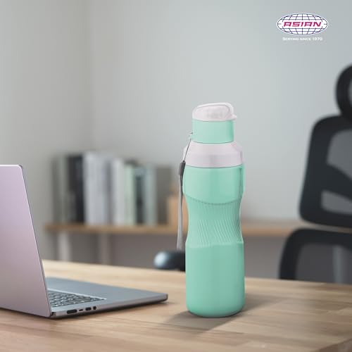 Image of Asian Thumb Grip Insulated Water Bottle 700ml | Steel Inner Flask for Hot & Cold Drinks | Leakproof & BPA Free | Ergonomic Grip for Gym, Office & Travel | Green Christmas Gifting Essential