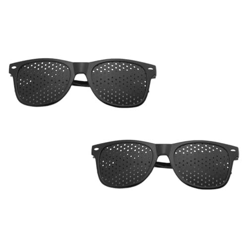 2 Stück Schwarz Rasterbrille Augentraining Lochbrille für Entspannung Pinhole Glasses zur Verbesserung des Sehvermögen Lochbrille für Augentraining Original Gitterbrille für Augenentspannung im Alltag
