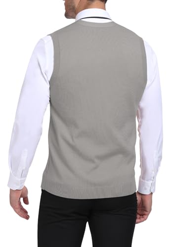 YTD Men's Sleeveless Sweater Vest V-Neck Casual Cable Knit Button Down Cardigan Vest3