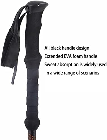 New Carbon Fiber Trekking Pole Metal Lock High-Strength and Ultra-Light Outdoor Hiking Three-Section Telescopic Outer Lock Cane (2PCS)