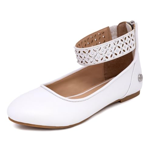 Nine West Girls Dress Shoes Ballerina Flat Ankle Strap Ballet Flat for Wedding Party School (Toddler-Little Kid-Big Kid)