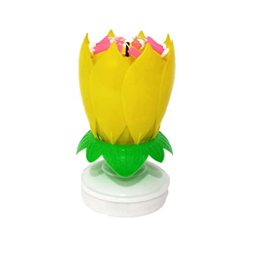 EraAja Vela de llama artificial, diseño de flores, para tarta de cumpleaños, con rotación plana,...