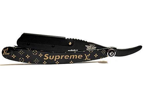 Amazing Design in Matte Black and Gold Straight Edge Blade Barber Razor Folding
