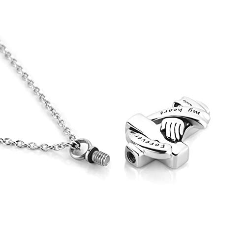 Praying Hands Urn Necklaces for Mom Dad Pet Ashes Crucifix Cremation Keepsake Memorial Pendant Jewelry Forever in My Heart2
